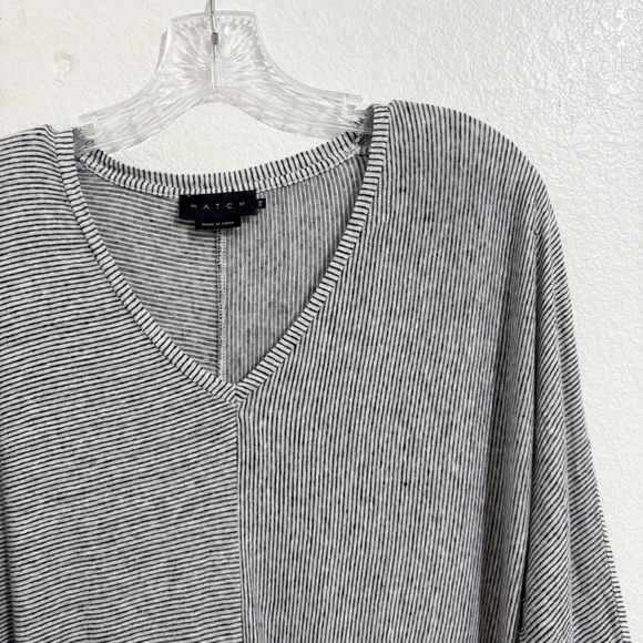 Hatch Maternity The Maley T-Shirt Linen Mini Dress in Black & White Micro Stripe - Picture 6 of 9